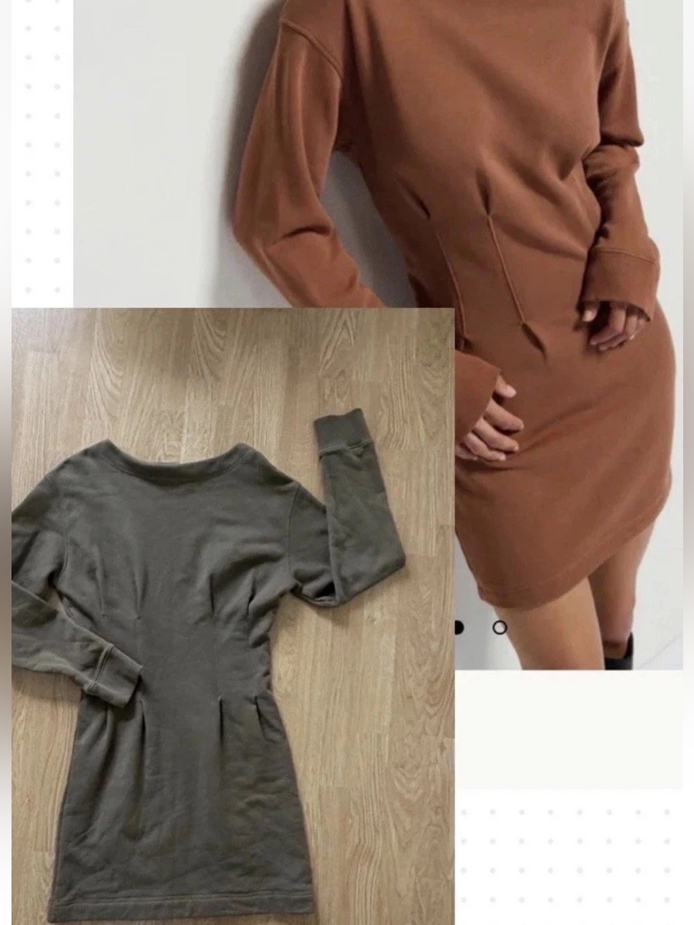Nation Los Angeles Ronni Sweatshirt Dress S Mini Pullover Boat Neck Olive Green